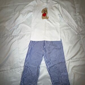 Valentine White and Blue Dog Pant Set for Kids